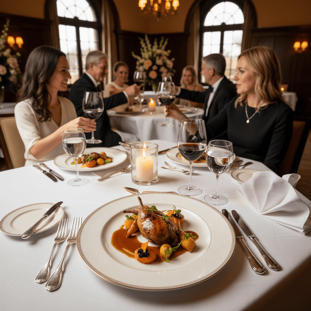 Plated dinner entrees served at a formal event